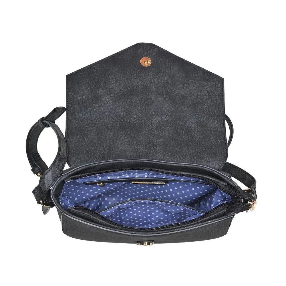 Crossbody Shoulder Strap Dark Grey Vegan Faux Leather Messenger Bag